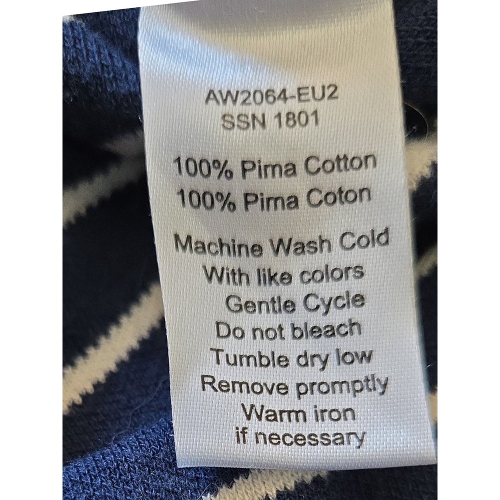 ATM Anthony Thomas Melillo Womens Navy Striped V-Neck Pima Cotton Shift Dress M - Picture 10 of 11